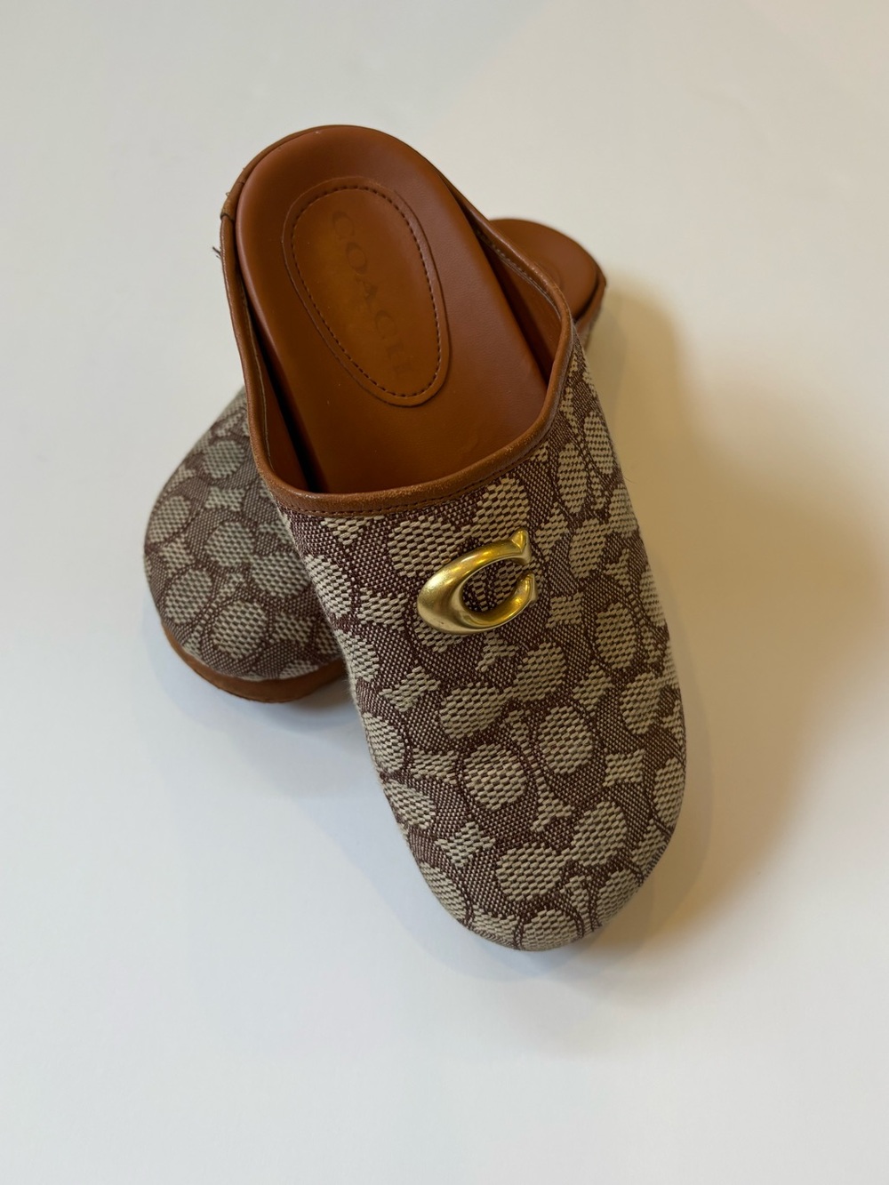 Coach Hadley Canvas Clog Mules Block Heel Size 38.5 / US 8